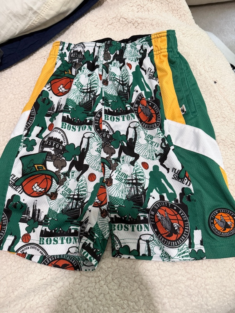 Boston Celtics Basketball Flow society Graphic Kids Athletic Shorts